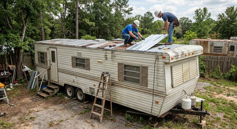 Trailer Roof Installation